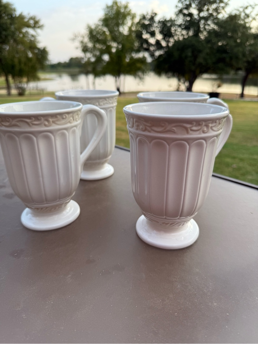 Lenox Butlers Pantry mugs lot of 4 cream HTF nice! Pedestal